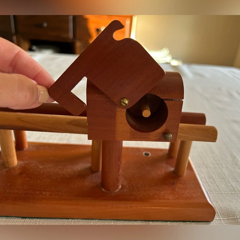 Vintage, Handcrafted Wooden mail and stamp holder